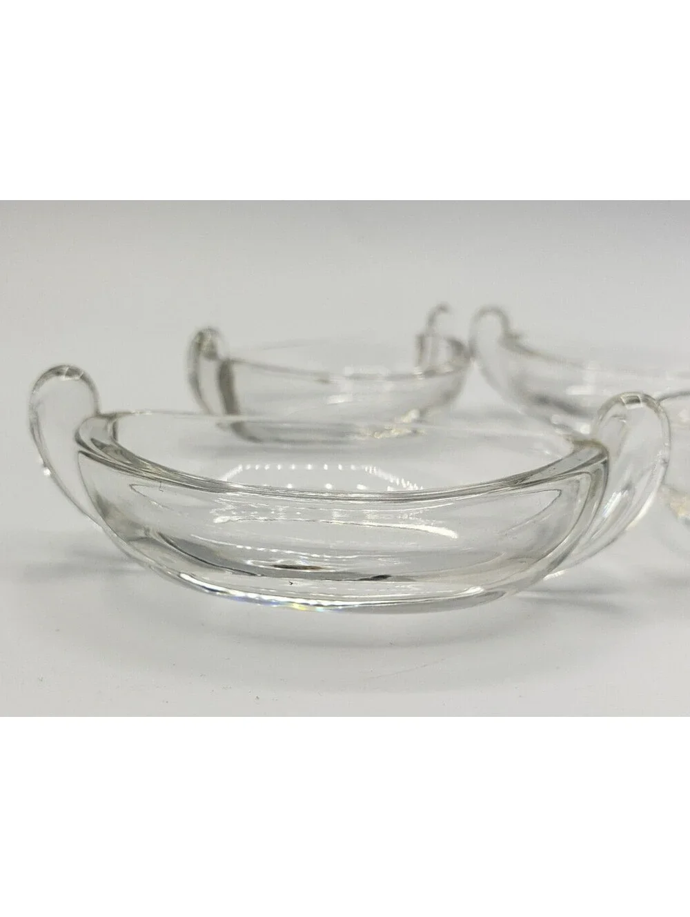 Crystal Clear Glass Salt Cellars Dips Oval Boat Shape QTY 4 Dipping Sauce Bowl